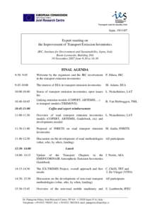 Transport and Air Quality Unit  Ispra, Expert meeting on the Improvement of Transport Emission Inventories