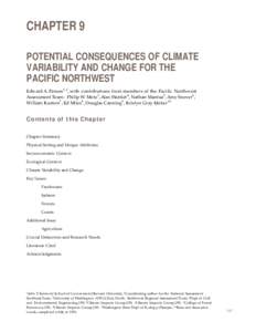 Pacific Northwest mega-region (Chapter 9) of the Foundation document of Climate Change Impacts on the United States: The Potential Consequences of Climate Variability and Change