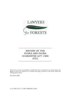 REVIEW OF THE FLORA AND FAUNA GUARANTEE ACT 1988
