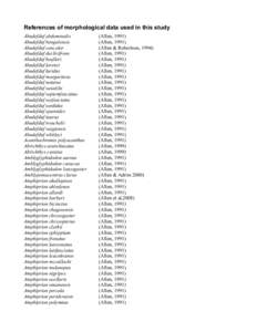 References of morphological data used in this study Abudefduf abdominalis Abudefduf bengalensis Abudefduf concolor Abudefduf declivifrons Abudefduf hoefleri