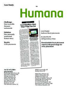 Case Study:  Challenge: How to profile Humana nationwide