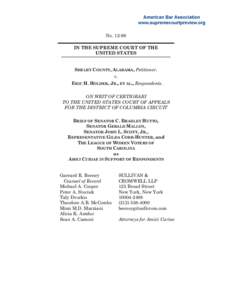 No[removed]IN THE SUPREME COURT OF THE UNITED STATES SHELBY COUNTY, ALABAMA, Petitioner, v. ERIC H. HOLDER, JR., ET AL., Respondents.