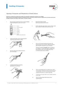 Handling of Ampoules  Opening of Ampoules and Rehydration of Dried Cultures Hints how to cultivate the received strains (medium, gas atmosphere, temperature) are given in our catalogue (http://www.dsmz.de/catalogues/cata