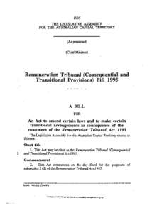 1995 THE LEGISLATIVE ASSEMBLY FOR THE AUSTRALIAN CAPITAL TERRITORY (As presented) (Chief Minister)