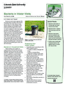 Bacteria in Water Wells Fact Sheet No.	[removed]Natural Resources Series| Water  by R. Waskom and T. Bauder*