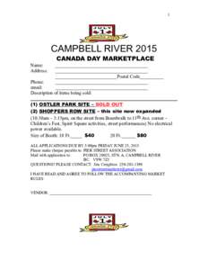 1  CAMPBELL RIVER 2015 CANADA DAY MARKETPLACE  Name: