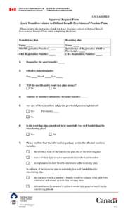 UNCLASSIFIED  Approval Request Form Asset Transfers related to Defined Benefit Provisions of Pension Plans (Please refer to the Instruction Guide for Asset Transfers related to Defined Benefit Provisions of Pension Plans