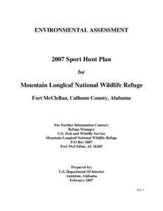 ENVIRONMENTAL ASSESSMENT[removed]Sport Hunt Plan for  Mountain Longleaf National Wildlife Refuge