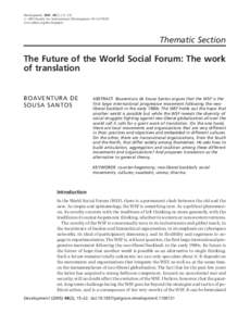 Development, 2005, 48(2), (15–22) r 2005 Society for International Developmentwww.sidint.org/development Thematic Section