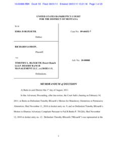 [removed]RBK Doc#: 55 Filed: [removed]Entered: [removed]:21:16 Page 1 of 23  UNITED STATES BANKRUPTCY COURT FOR THE DISTRICT OF MONTANA In re Case No[removed]