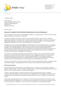 Level 14 Como Office Tower 644 Chapel Street South Yarra, Victoria 3141 Fax +[removed]simplyenergy.com.au