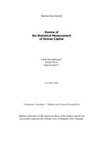 Statistics New Zealand  Review of the Statistical Measurement of Human Capital