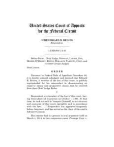 United States Court of Appeals for the Federal Circuit ______________________ IN RE EDWARD R. REINES, Respondent.