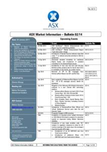 No: 06 ASX Market Information – BulletinUpcoming Events