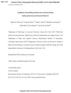 Page 1 of 29  Articles in PresS. J Neurophysiol (February 28, [removed]doi:[removed]jn[removed] $ASQ2365841_File000000_26249908  Oscillations of local field potentials in the rat dorsal striatum