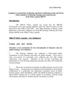 CB[removed]Legislative Council Panel on Housing and Panel on Planning, Lands and Works Policy Initiatives of Housing, Planning and Lands Bureau in the Policy Agenda[removed]