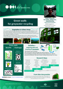 Veljko	
  Prodanovic,	
  	
   Ana	
  Dele.c,	
  Belinda	
  Ha:,	
   David	
  McCarthy	
   Green	
  walls	
  	
   for	
  greywater	
  recycling
