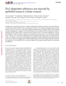 Published Online: 5 February, 2018 | Supp Info: http://doi.orgjcbDownloaded from jcb.rupress.org on April 2, 2018 Article  Dia1-dependent adhesions are required by