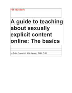 For educators  A guide to teaching about sexually explicit content online: The basics