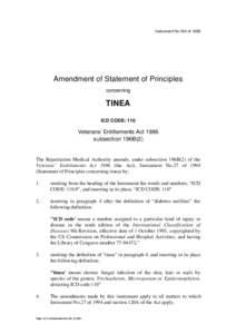 Instrument No.184 of[removed]Amendment of Statement of Principles concerning  TINEA