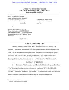 Case 4:14-cv[removed]RH-CAS Document 1 Filed[removed]Page 1 of 28  UNITED STATES DISTRICT COURT FOR THE NORTHERN DISTRICT OF FLORIDA TALLAHASSEE DIVISION ___________________________________________________________________