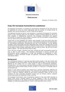 EUROPEAN COMMISSION  PRESS RELEASE Brussels, 22 October[removed]Iraq: EU increases humanitarian assistance