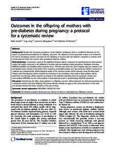 Outcomes in the offspring of mothers with pre-diabetes during pregnancy: a protocol for a systematic review