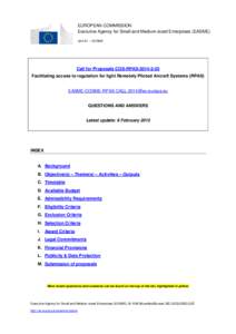 EUROPEAN COMMISSION Executive Agency for Small and Medium-sized Enterprises (EASME) Unit A1 – COSME Call for Proposals COS-RPAS[removed]Facilitating access to regulation for light Remotely Piloted Aircraft Systems (R