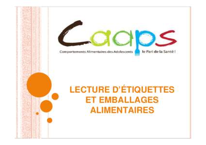 Lecture d'étiquettes alim - CAAPS Dec 2011
