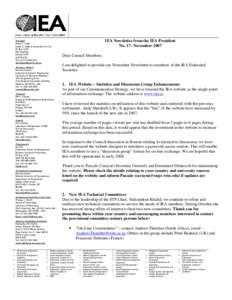IEA Newsletter from the IEA President No. 17– November 2007 President David C. Caple David C. Caple & Associates Pty Ltd