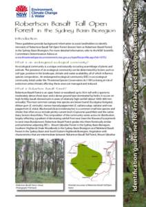 Robertson Basalt Tall Open Forest in the Sydney Basin Bioregion – identification guidelines for the endangered ecological communities