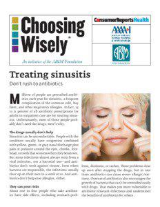 ®  Treating sinusitis