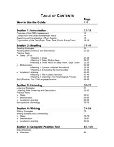 TABLE OF CONTENTS How to Use the Guide Page 1-9