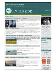 Ventana Wildlife Society Conserving Native Wildlife and their Habitats On the  WILD SIDE