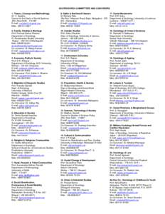 ISS RESEARCH COMMITTEES AND CONVENERS