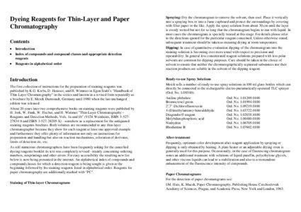 Dyeing Reagents for Thin-Layer and Paper Chromatography Contents