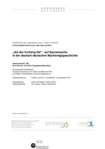 E U R O P Ä I S C H E J U G E N D B I L D U N G „ TH I N K E U R O P E “ P R O G R AM M V O R S C H L A G U N D E I N L A D U N G „Als der Vorhang fiel“ - auf Spurensuche in der deutsch-deutschen Nachkriegsgesch