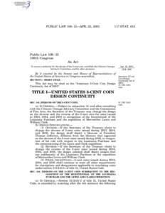 PUBLIC LAW 108–15—APR. 23, [removed]STAT. 615 Public Law 108–15 108th Congress