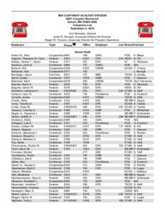 Mid-Continent Ecology Division Telephone List