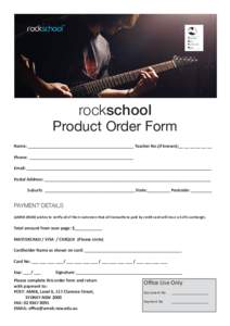 rockschool Product Order Form