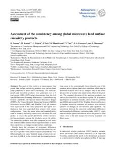 Atmos. Meas. Tech., 8, 1197–1205, 2015 www.atmos-meas-tech.netdoi:amt © Author(sCC Attribution 3.0 License.  Assessment of the consistency among global microwave land surface