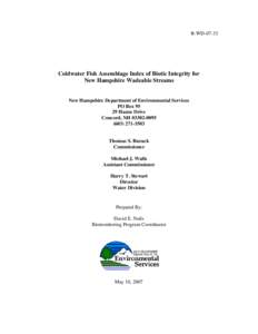 R-WD[removed]Coldwater Fish Assemblage Index of Biotic Integrity for New Hampshire Wadeable Streams  New Hampshire Department of Environmental Services