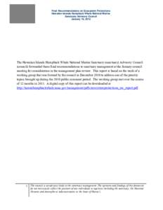 Oceanography / Philosophy of biology / Systems ecology / Hawaiian Islands Humpback Whale National Marine Sanctuary / United States National Marine Sanctuary / Australian National Heritage List / Fagatele Bay National Marine Sanctuary / Ecosystem-based management / Marine protected area / Environment / Biology / Conservation