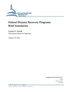 Federal Disaster Recovery Programs: Brief Summaries