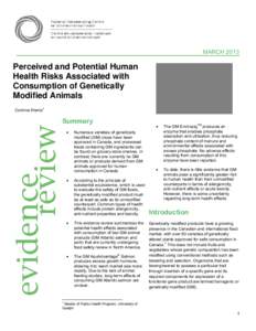 MARCH[removed]Perceived and Potential Human Health Risks Associated with Consumption of Genetically Modified Animals