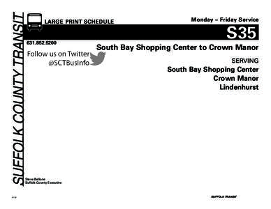 SUFFOLK COUNTY TRANSIT  LARGE PRINT SCHEDULE www.sct-bus.org[removed]