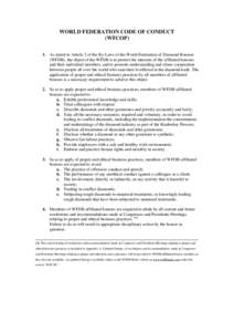 WORLD FEDERATION CODE OF CONDUCT
