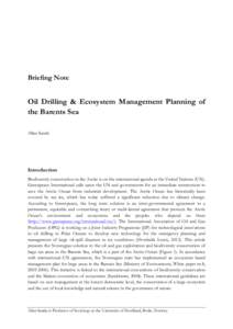 Briefing Note  Oil Drilling & Ecosystem Management Planning of the Barents Sea Allan Sande