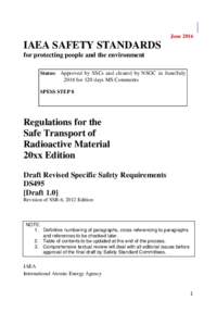 Regulations for the Safe Transport of Radioactive Material 20xx Edition - Draft Revised Specific Safety Requirements DS495 [DraftRevision of SSR-6, 2012 Edition