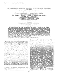 THE ASTROPHYSICAL JOURNAL, 533 : 281È297, 2000 April[removed]The American Astronomical Society. All rights reserved. Printed in U.S.A. THE ABSOLUTE FLUX OF PROTONS AND HELIUM AT THE TOP OF THE ATMOSPHERE USING IMAX W